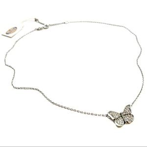 Fossil Rhinestone Silver Butterfly Necklace